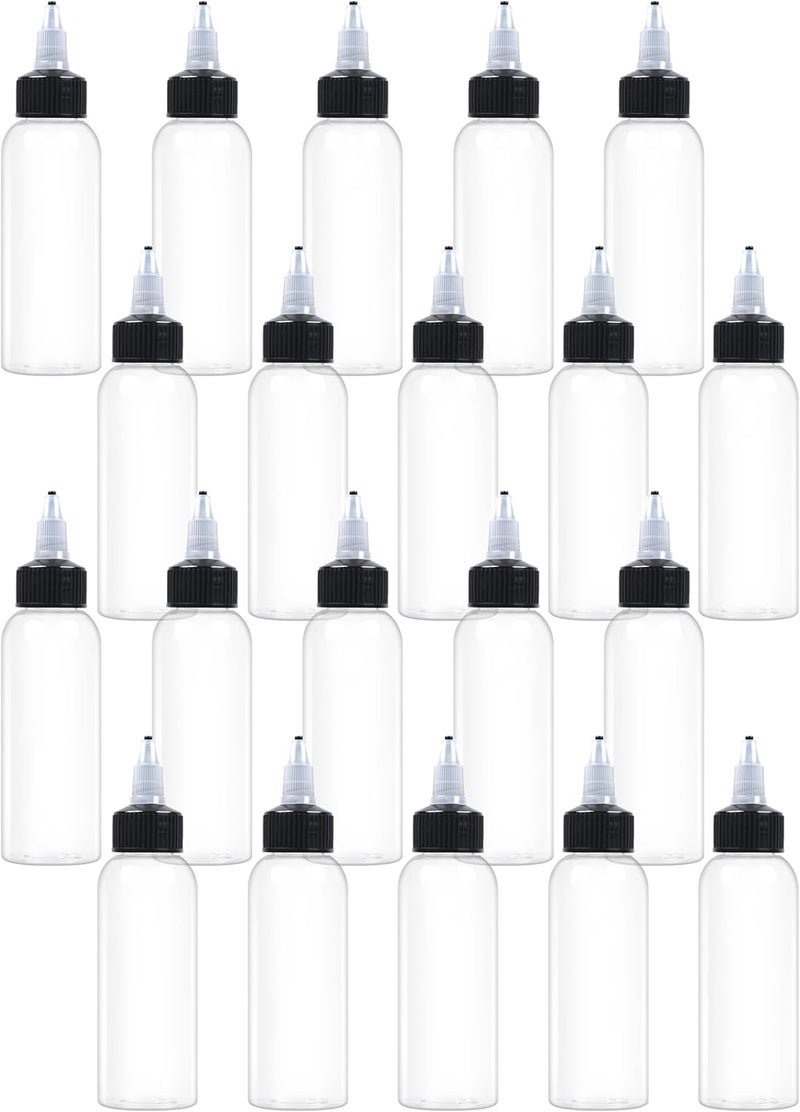 EOSAU 20 Pcs 2oz Plastic Squeeze Bottles with Twist Top Cap, 60ml Clear Dispensing Bottles, Empty Squirt Bottle for Liquids, Sauces, Arts, Crafts, Travel - Image 1
